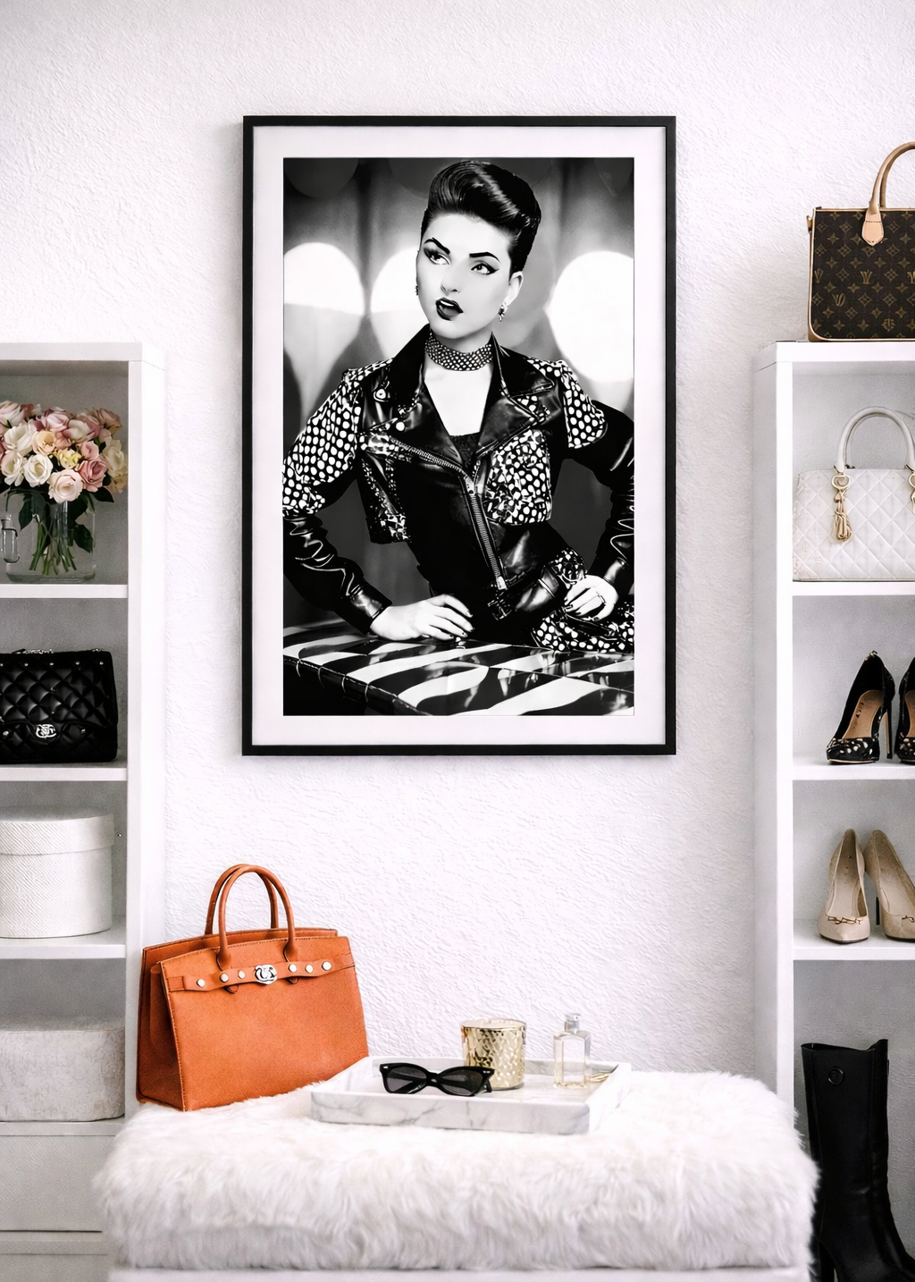 AudreyHepburn – Acrylglasbild, glänzend mit Rahmen
