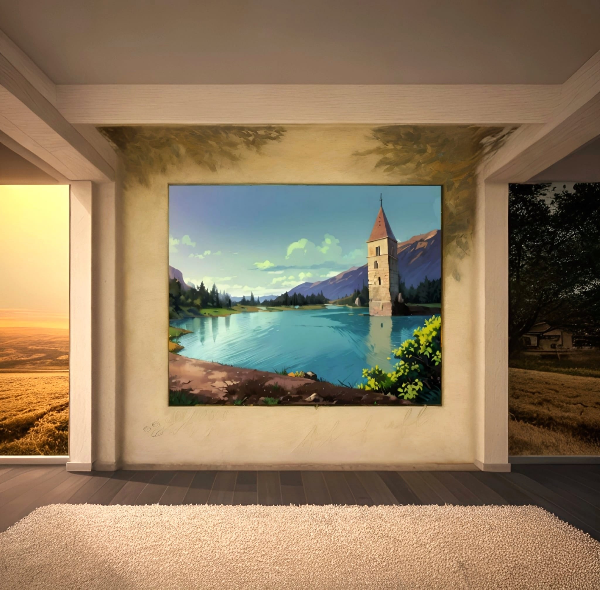 CuronAltgraun – Super Large Acrylglasbild, glänzend mit Rahmen