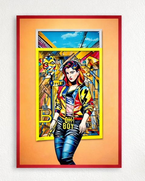 GirlInWindow – Acrylglasbild, glänzend mit Rahmen