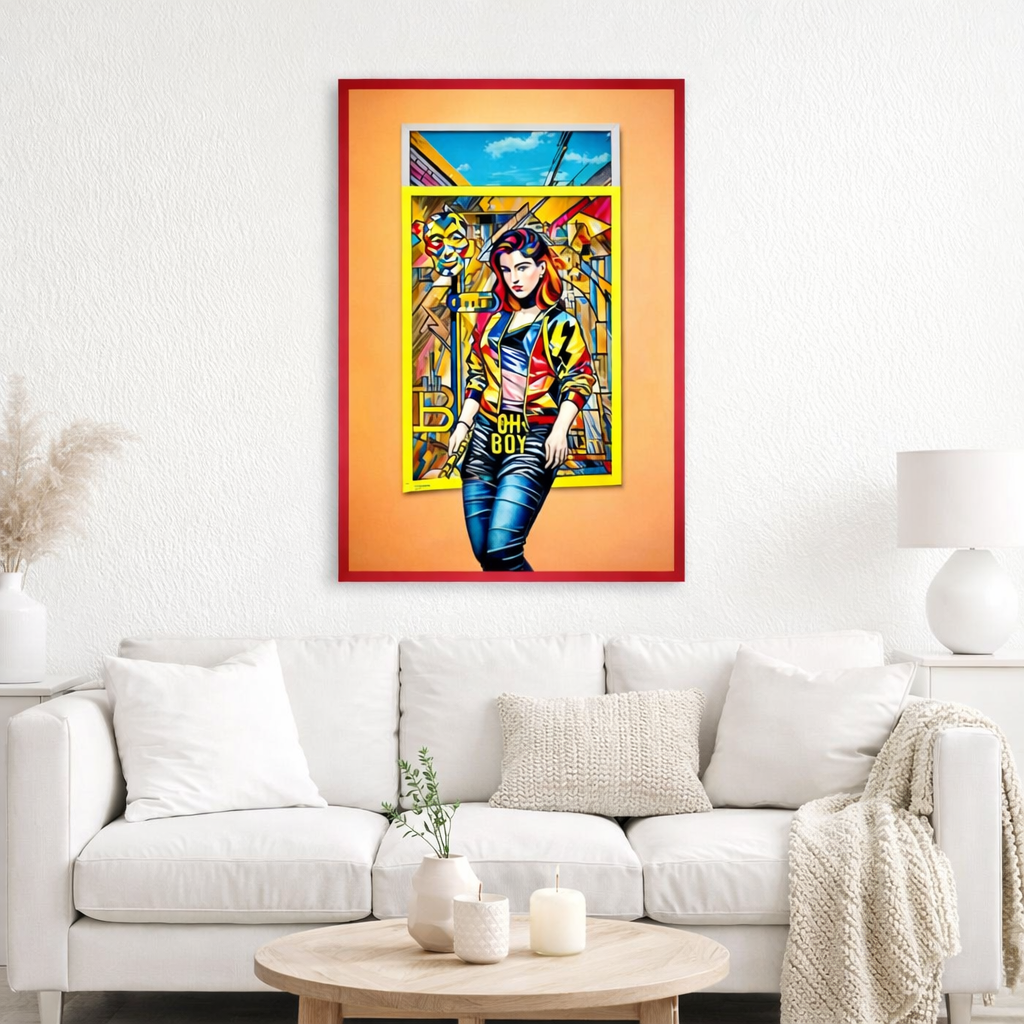 GirlInWindow – Acrylglasbild, glänzend mit Rahmen