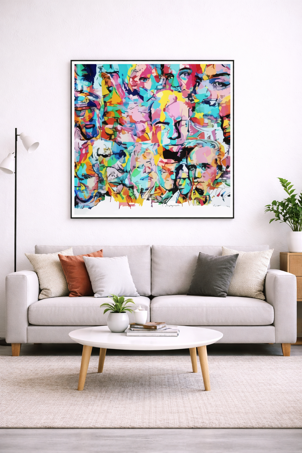 FacesMedellin – Super Large Acrylglasbild, glänzend mit Rahmen
