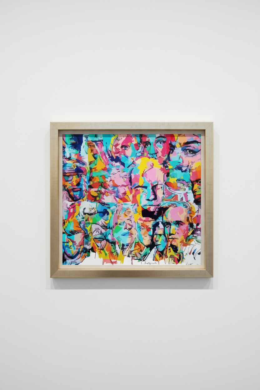 FacesMedellin – Super Large Acrylglasbild, glänzend mit Rahmen