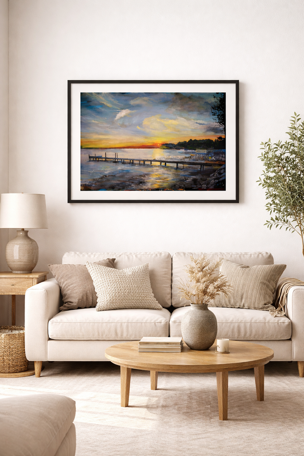 GardaseePaint – Super Large Acrylglasbild, glänzend mit Rahmen