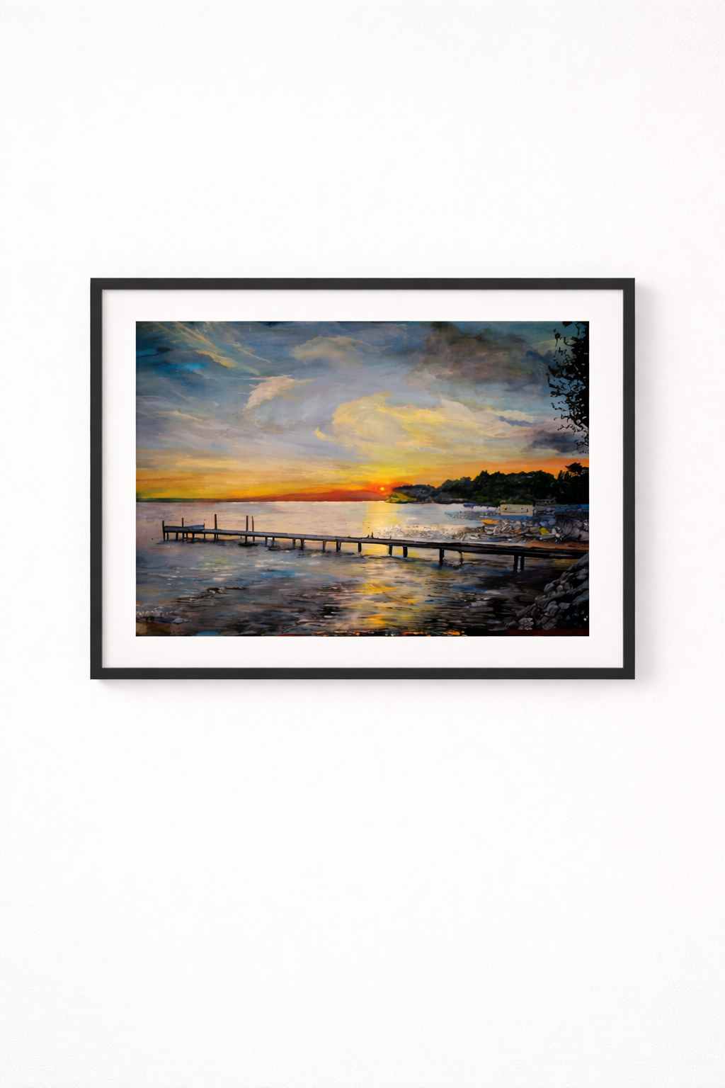 GardaseePaint – Super Large Acrylglasbild, glänzend mit Rahmen