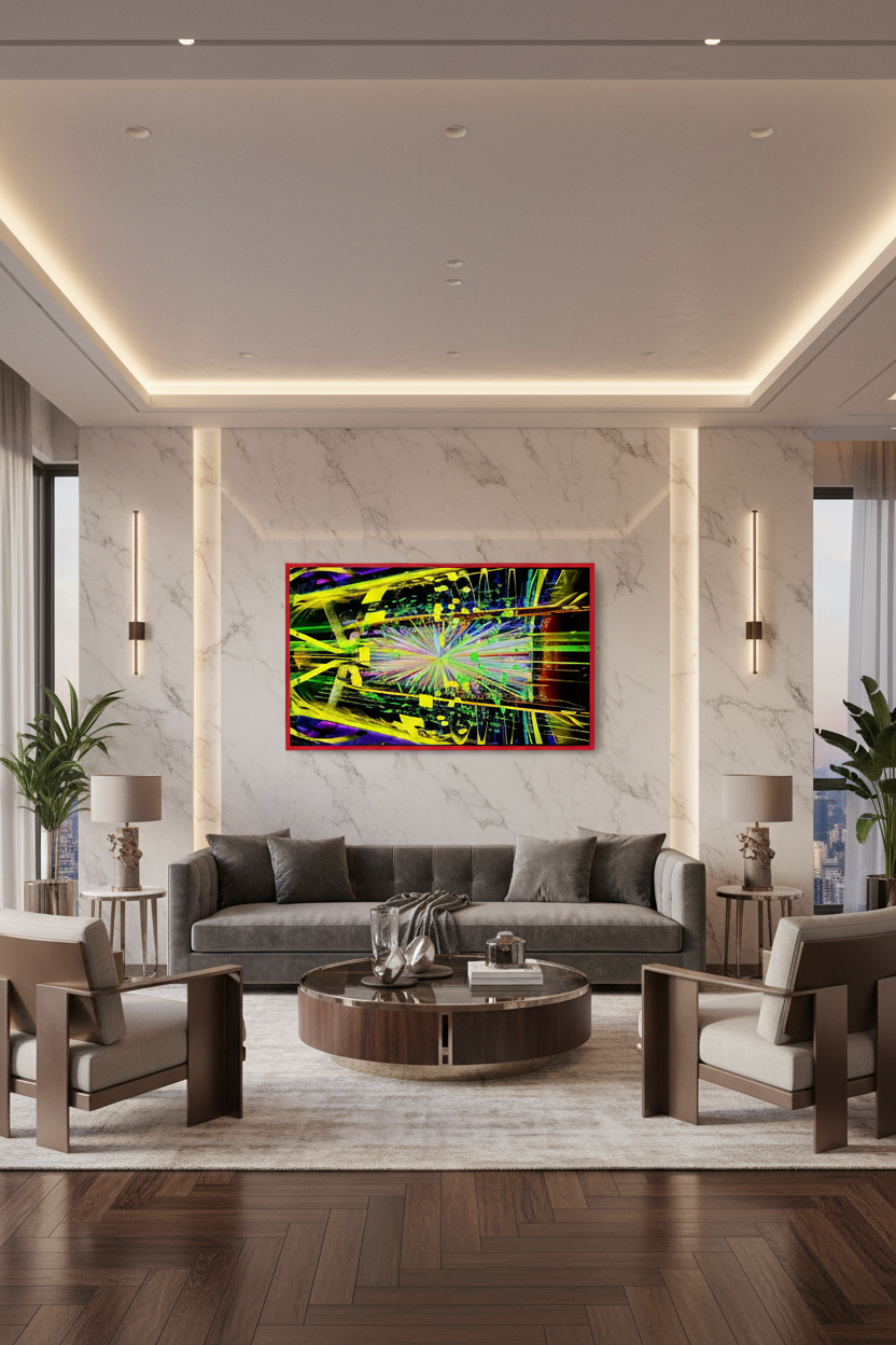 GottesPartikel – Acrylglasbild, glänzend mit Rahmen