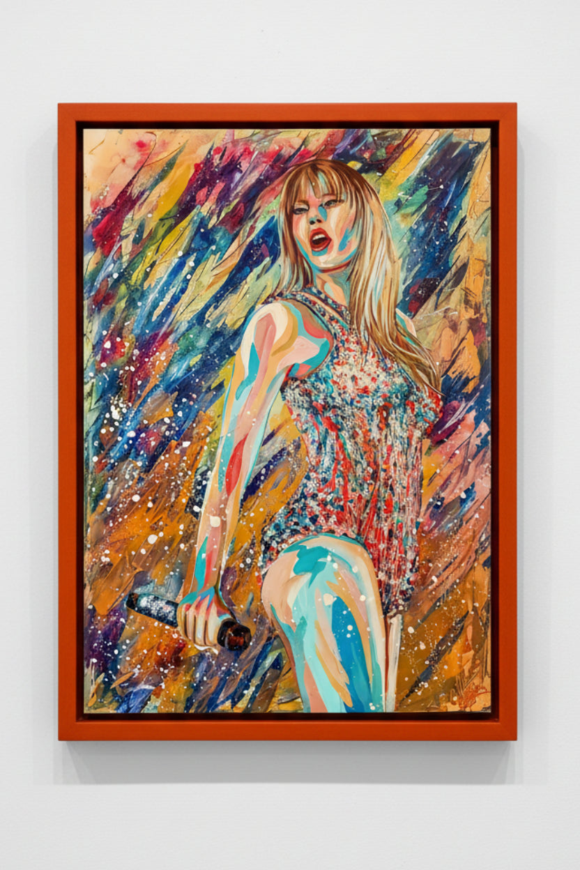 Taylor Swift – Super Large Acrylglasbild, glänzend mit Rahmen