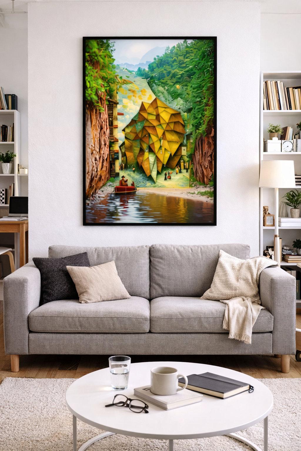 LionPainted – Acrylglasbild, glänzend mit Rahmen