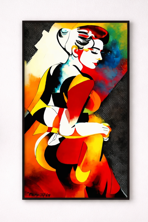 PopartGirl – Acrylglasbild, glänzend mit Rahmen