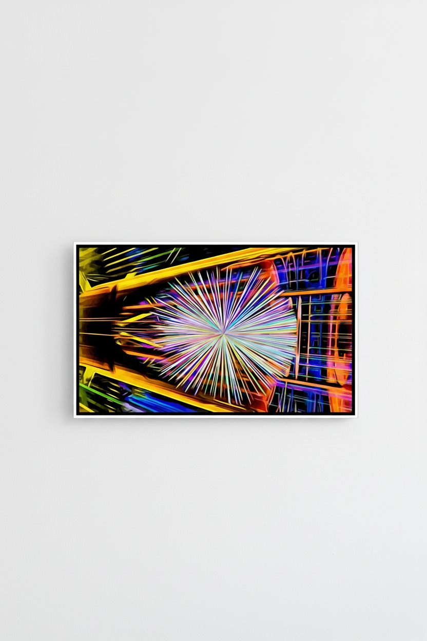 ProtonBang – Acrylglasbild, glänzend mit Rahmen