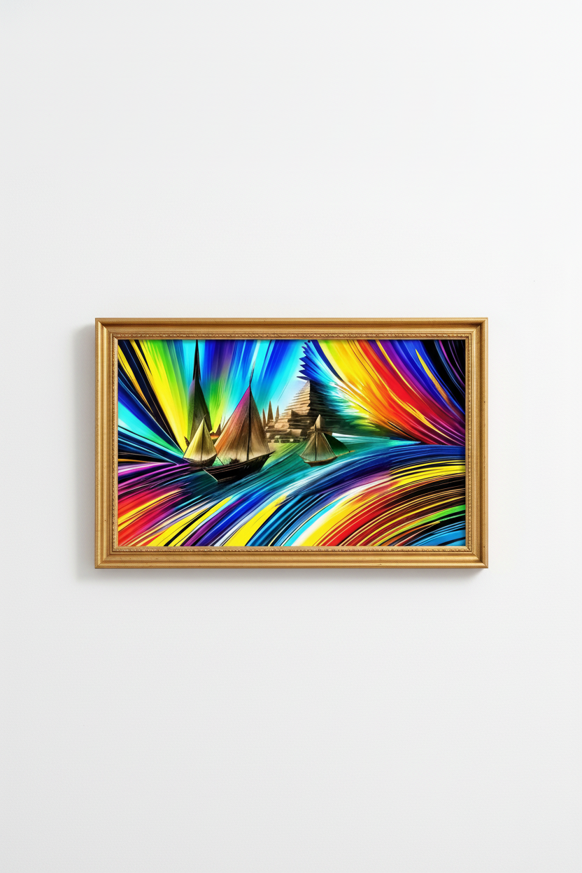 ThePyramids – Acrylglasbild, glänzend mit Rahmen