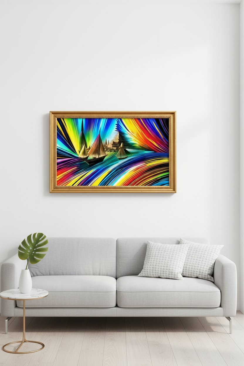 ThePyramids – Acrylglasbild, glänzend mit Rahmen