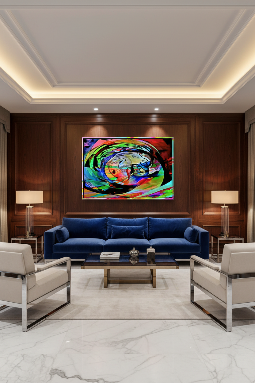 UniverseCrash – Acrylglasbild, glänzend mit Rahmen