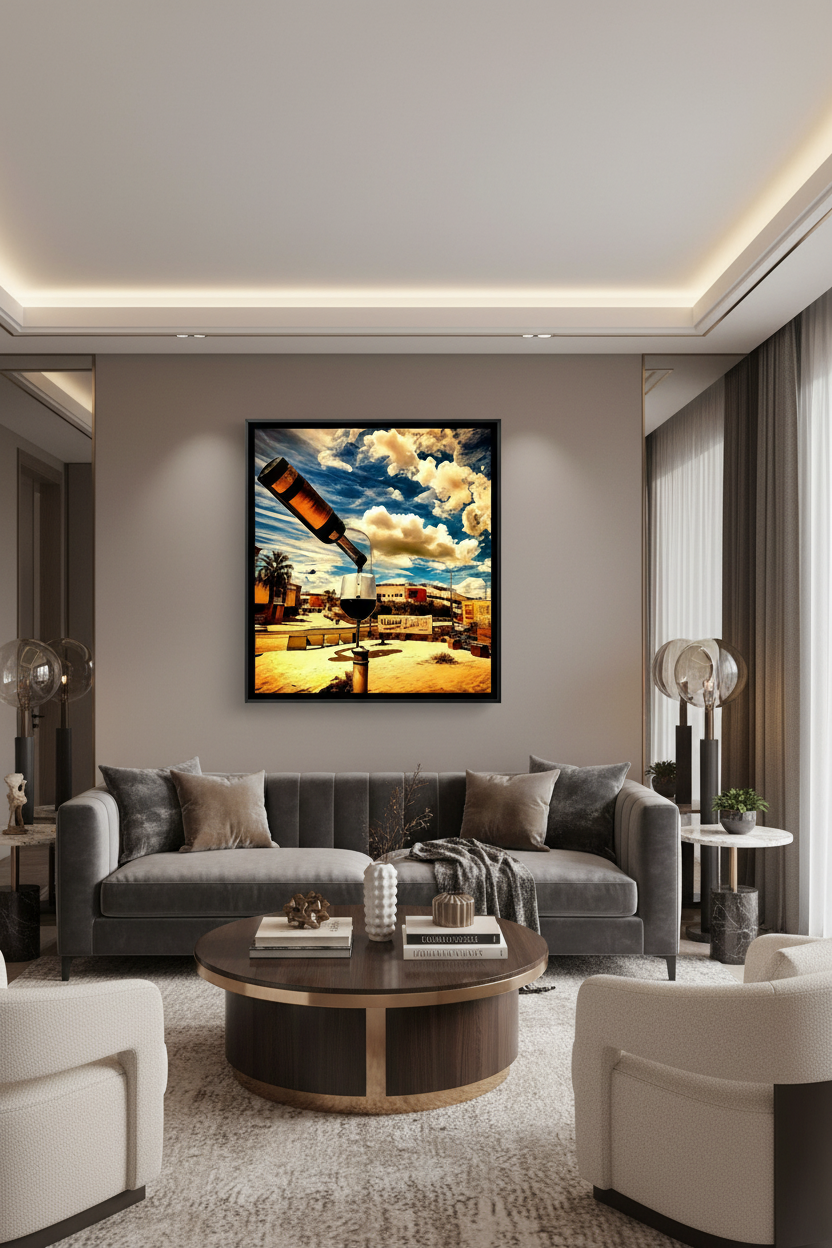 VinoArt Blue – Acrylglasbild, glänzend mit Rahmen